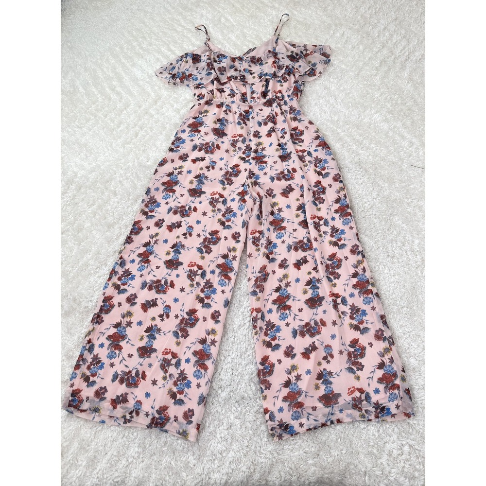 Rebecca Minkoff Jumpsuit Womens 0 Pink Floral Off Shoulder Wide Leg Pockets Boho